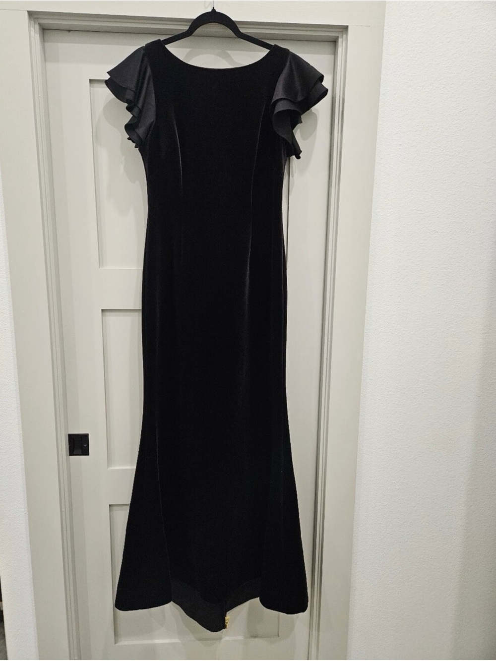 Eliza J Black Velvet Maxi Dress with Flutter Sleeves